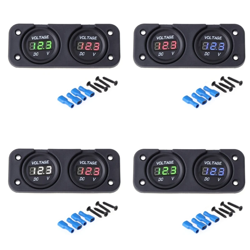 

U90C Waterproof Voltage Meter Boat Car Motorcycle LED Panel Digital Voltmeter Monitor