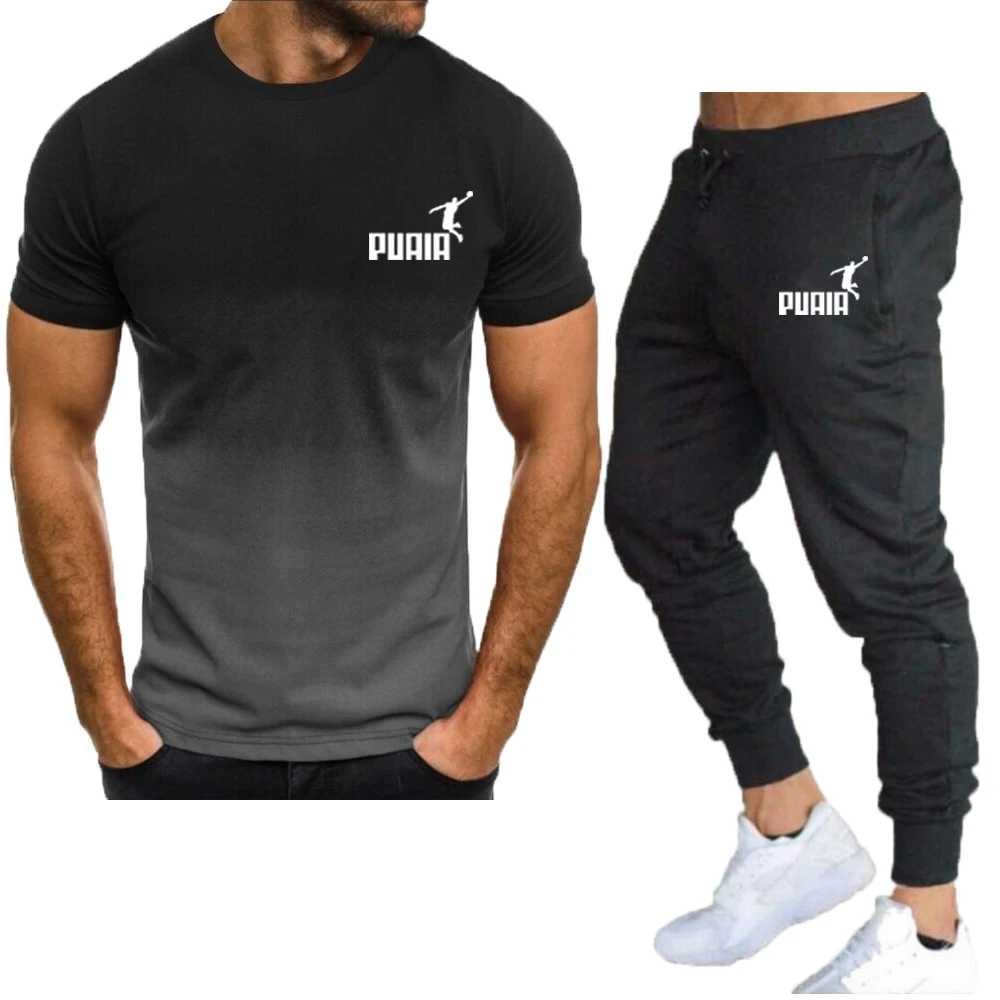 

Summer Men's Sportswear Casual Sports Suit T-Shirt Sportswear 2pcs Set 2023 New Sportswear Breathable O-Neck Streetwear Sets
