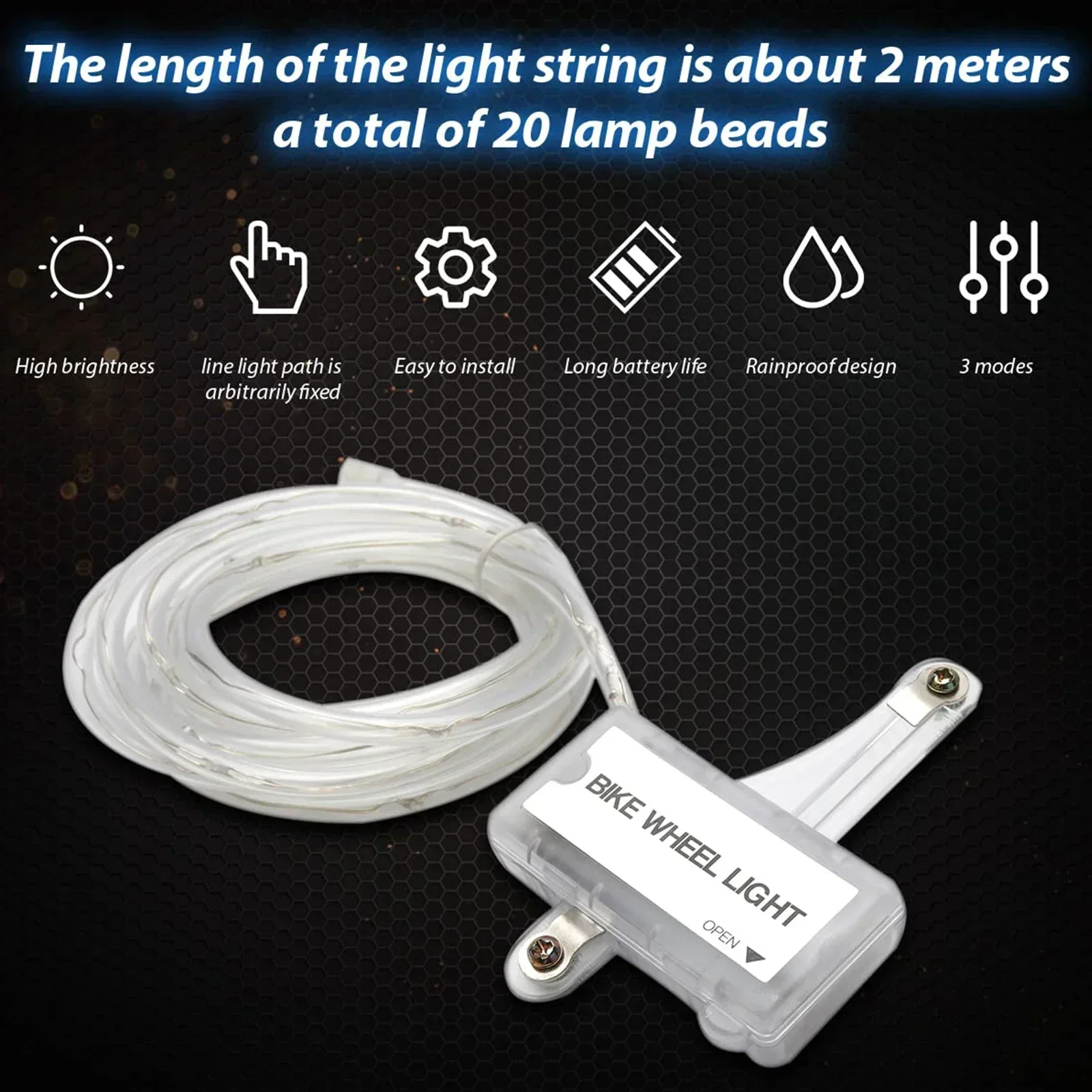 2 шт./упак. лампа со спицами светильник на колесо велосипеда светодиодный три