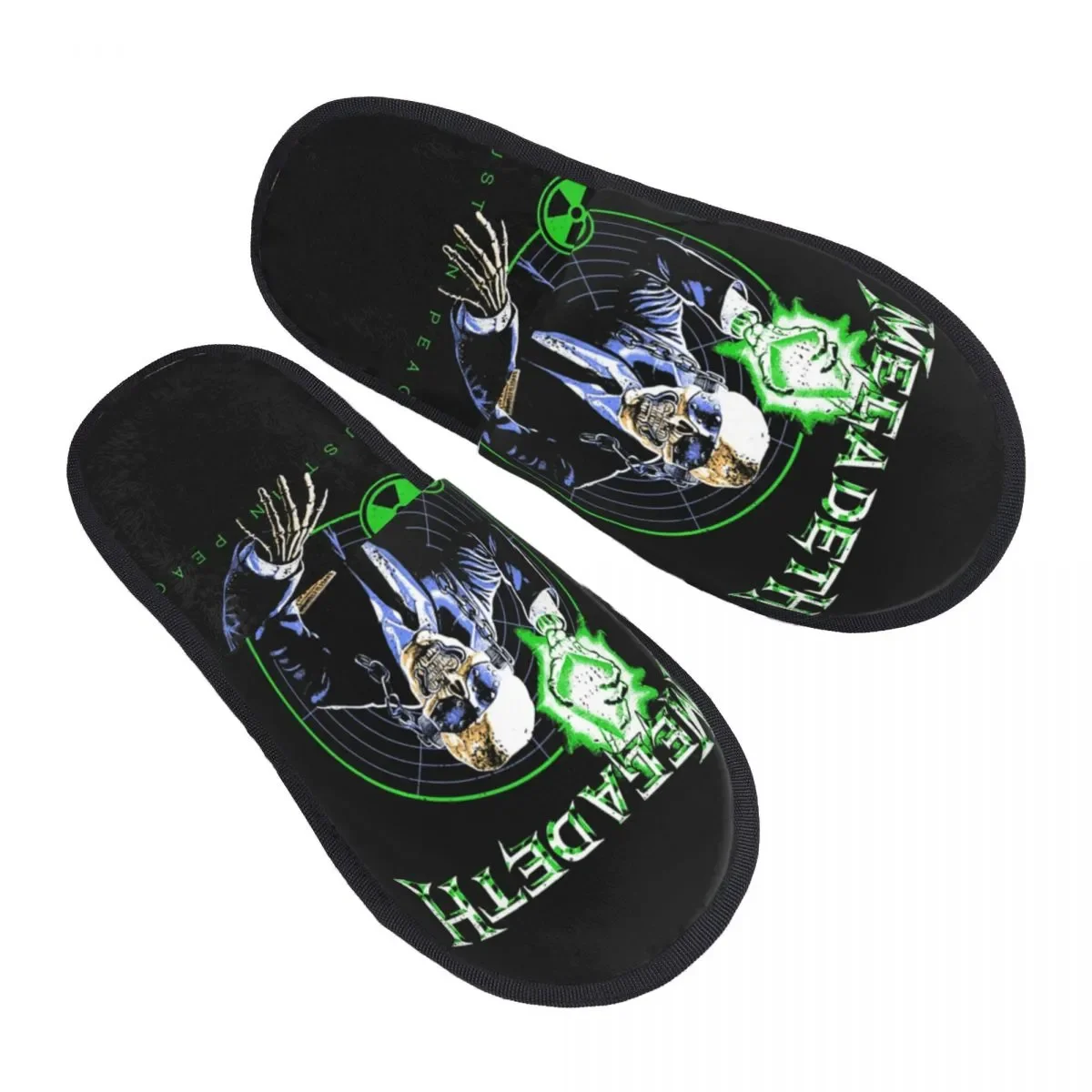 

Megadeths Heavy Metal Band Cozy Scuff Memory Foam Slippers Women Rust In Peace Hotel House Shoes