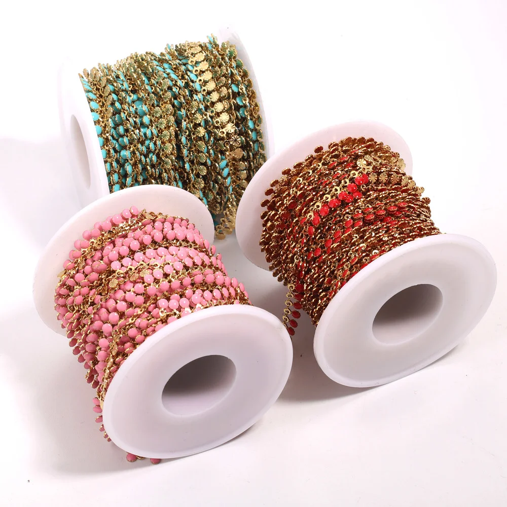 

1 M Stainless Steel Colorful Enamel Sun Drop Link Enamel Chains for Jewelry Making DIY Women Chokers Bracelet Necklaces Supplies