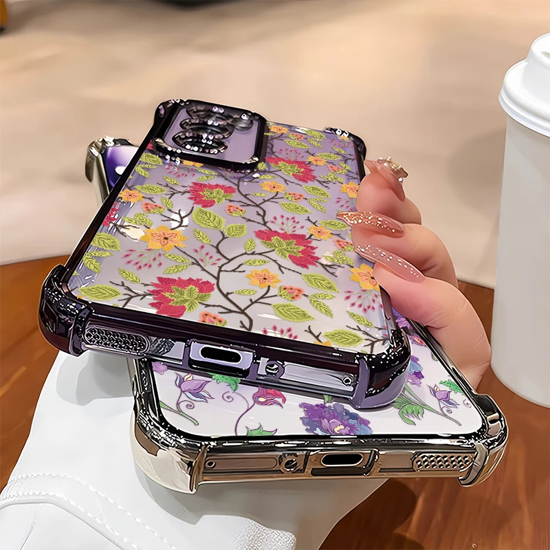 Фото Прозрачный чехол для телефона Infinix Spark Go 2024 2023 1 2 3 10C 10 Pro 20 20C, роскошный силиконовый чехол с цветочным узором №4