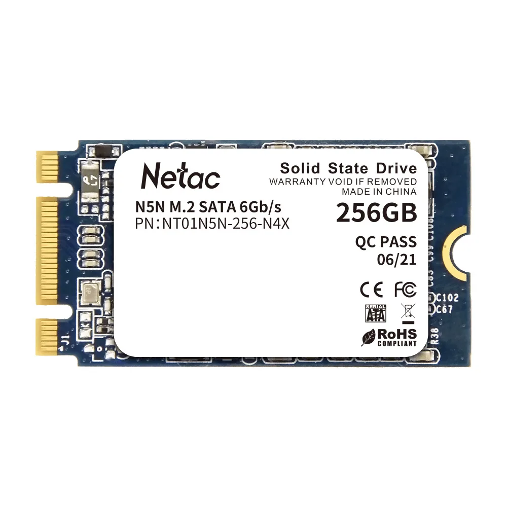 Твердотельный накопитель Netac N5N M.2 2242 SATAIII 3D NAND SSD 256GB R/W up to 540/490MB/s |