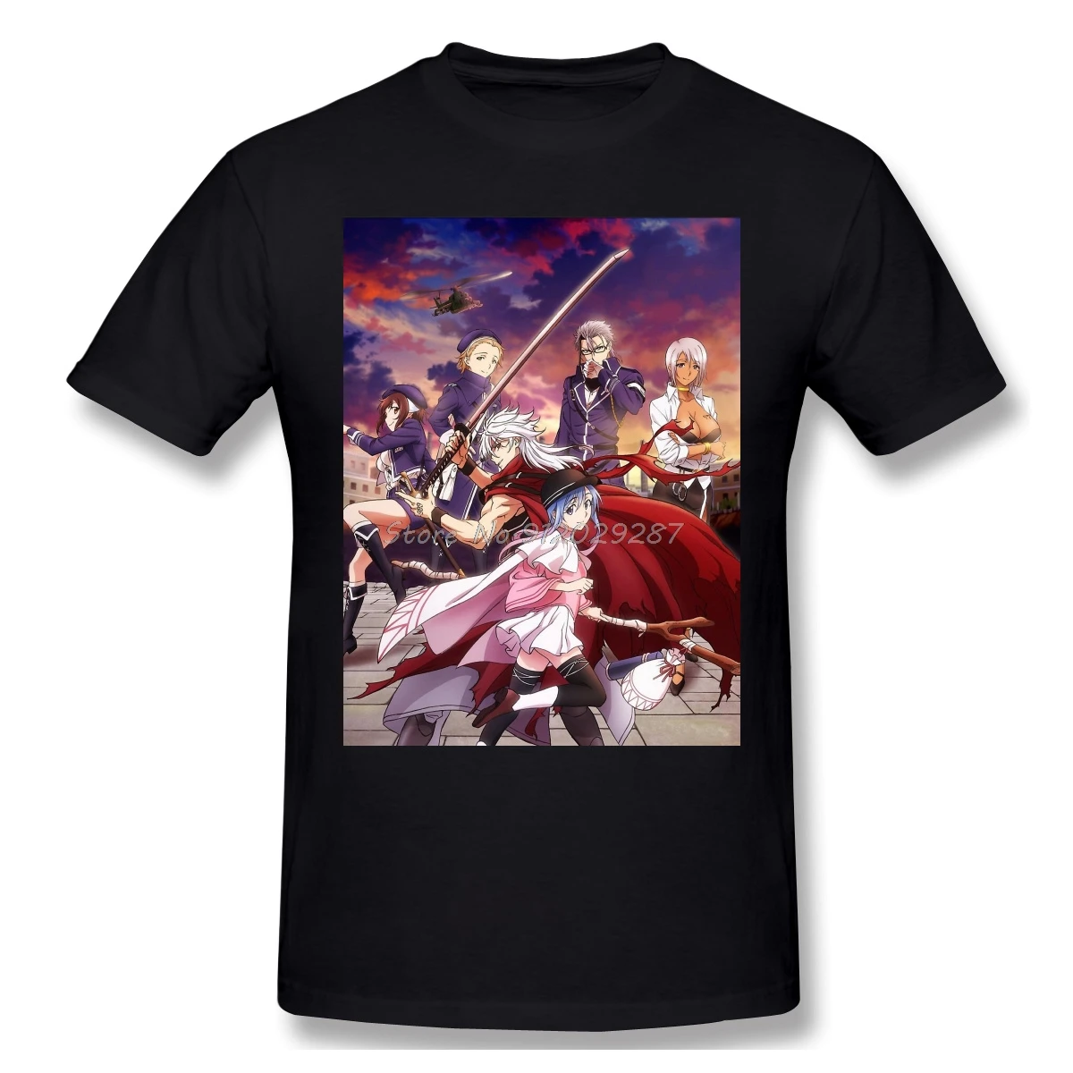 

Janpanese Plunderer Adventure Anime T-Shirt Purandara Artwork Sunset Team Fight In The City Chiffon Oversize Cotton Men