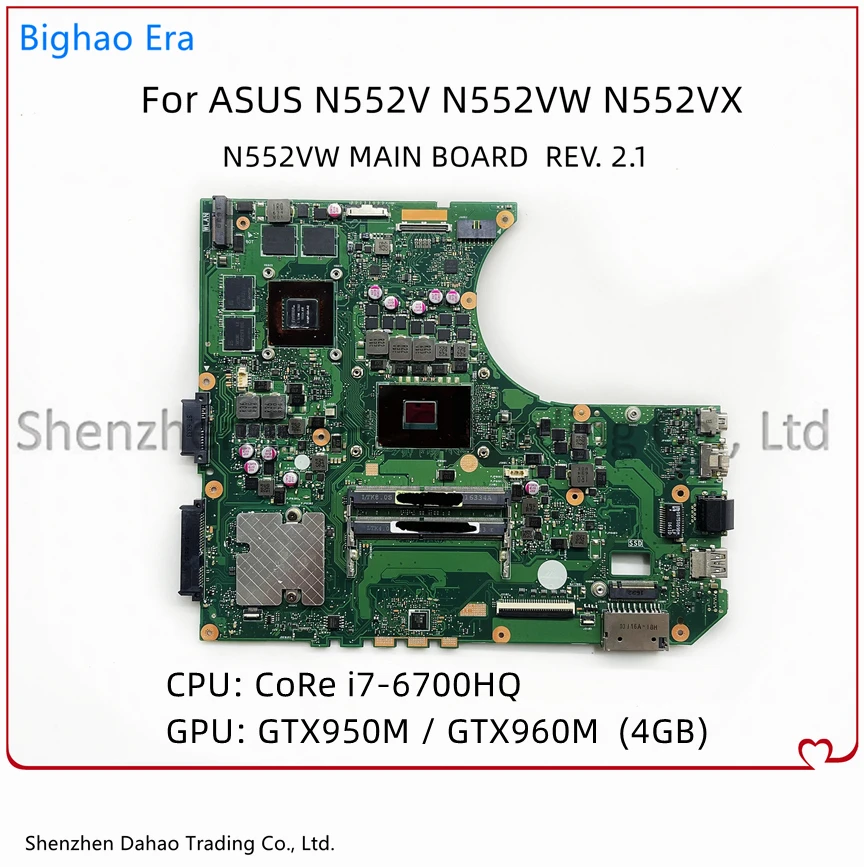 

Материнская плата для ноутбука Asus N552V N552VW N552VX с процессором i7-6700HQ DDR4 GTX950M/960M 4GB-GPU N552VW материнская плата 100% полностью протестирована