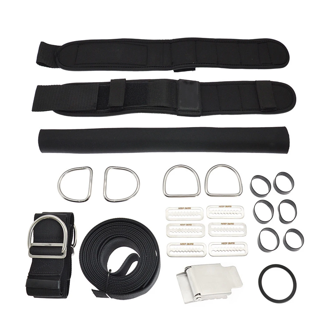 Keep Diving HN-T99 Backplate Harness Set Stainless Steel Buckles Neoprene Kit Crotch Strap Weight Belt Underwater