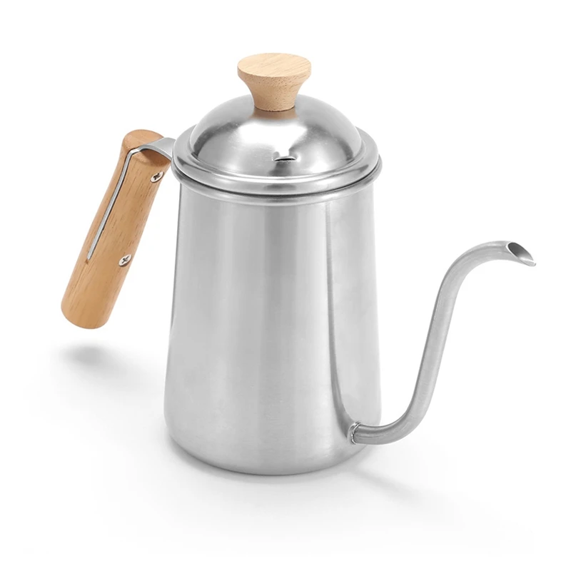 

650Ml Stainless Steel Coffee Kettle Gooseneck Cafe Pot Spout Teapot With Kettle Lid Pour-Over Drip Kettle Swan Neck