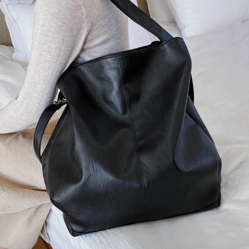 

Вместительная черная сумка на плечо для женщин, роскошный мессенджер из мягкой кожи, универсальные брендовые дамские сумочки через плечо