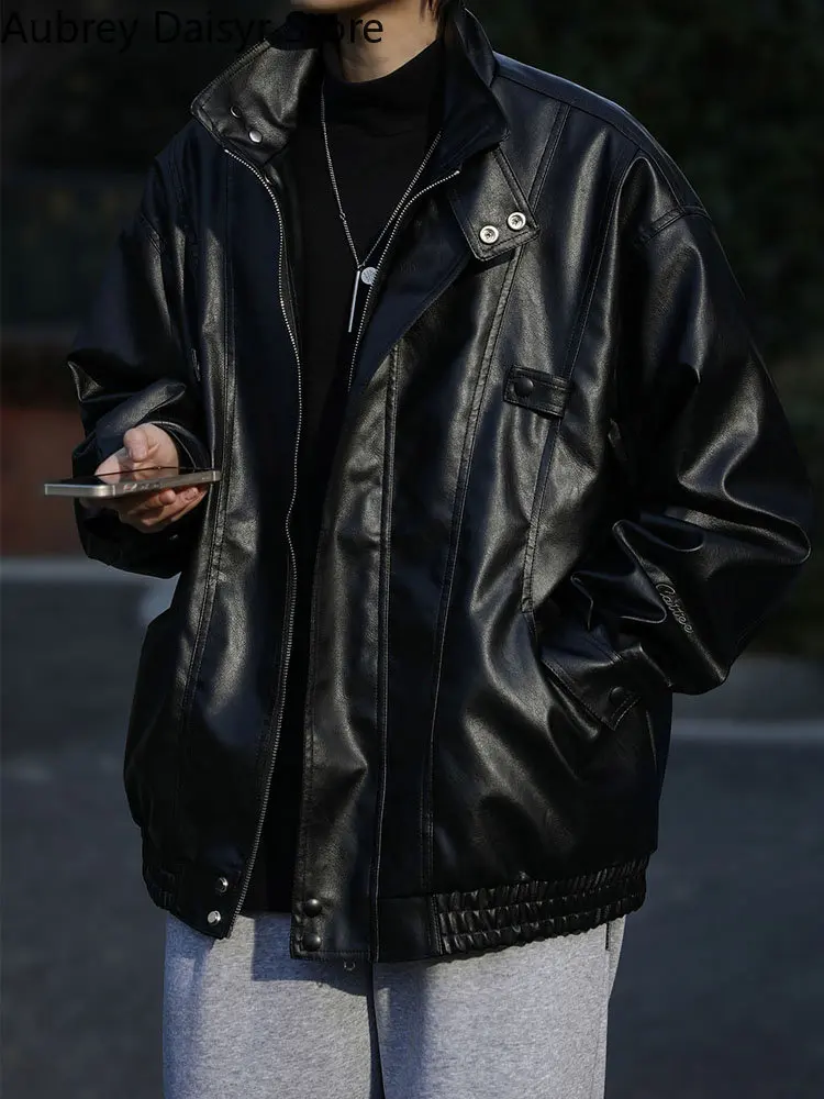 Куртка женская кожаная в стиле панк, мотоциклетная уличная одежда на молнии, модная трендовая Свободная верхняя одежда из искусственной кожи