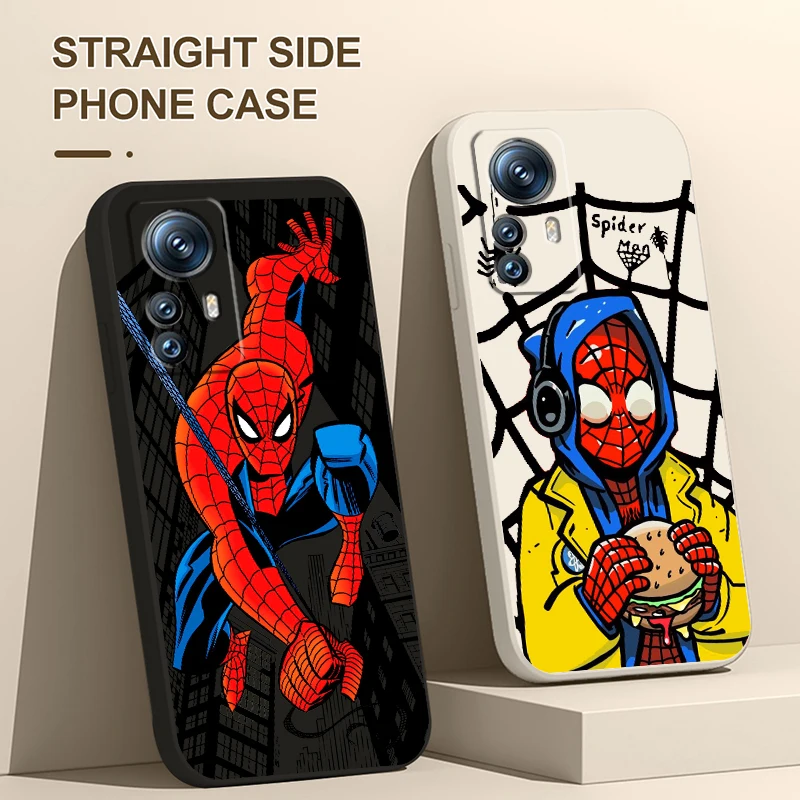 

Marvel Spiderman superhero Case For Xiaomi 12T 12S 12 11 Ultra 11T 10T 9T Note 10 Pro Lite 5G Liquid Rope Phone Cover