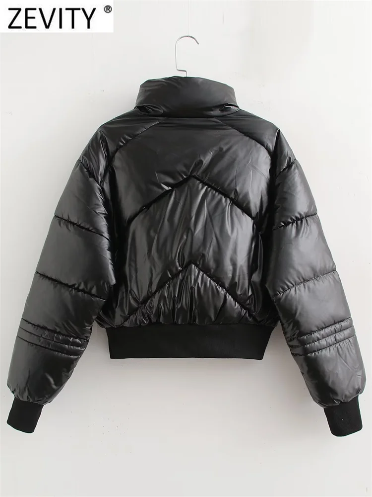 ZEVITY 2024 женская новая модная хлопковая стеганая куртка с воротником-стойкой и