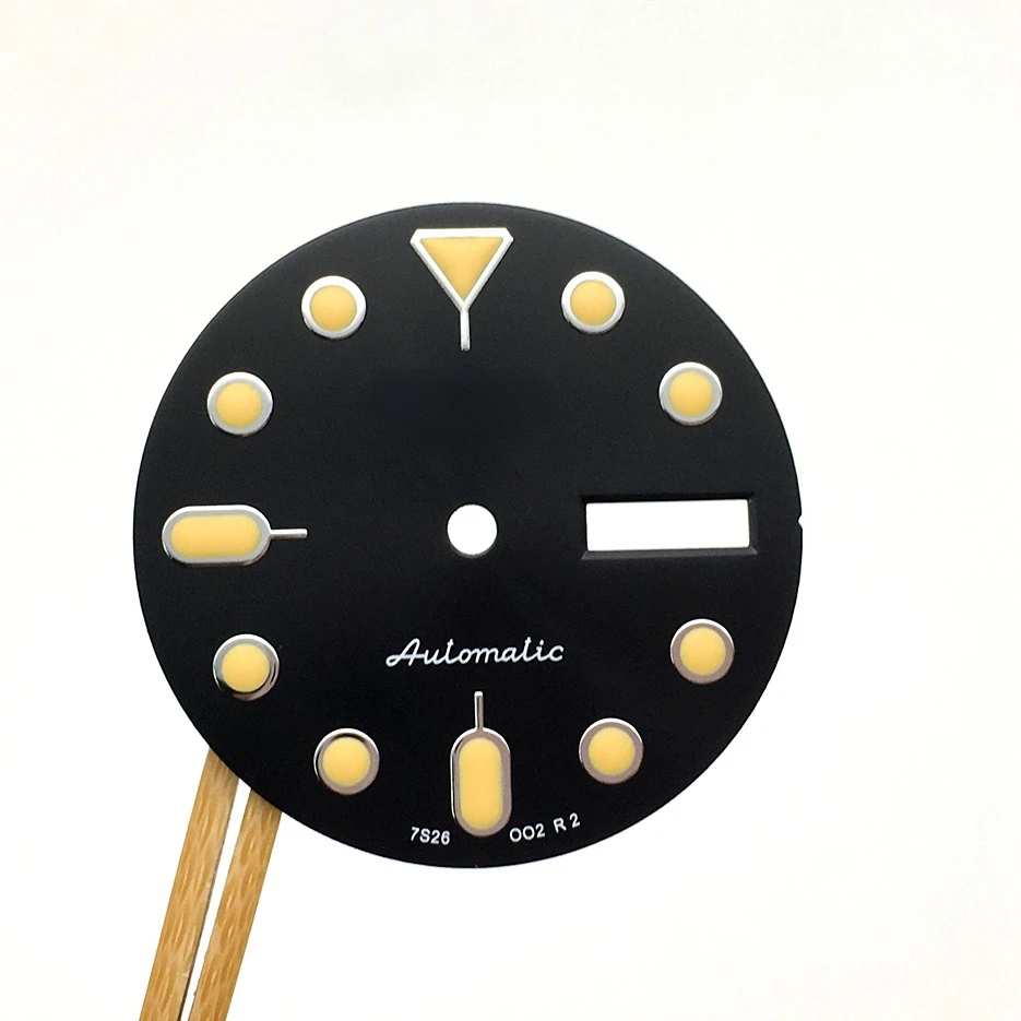 S 28.5mm Watch Dial Replacement Modified Dial Double Calendar Literally Suitable for NH36A Movement SK007 Double Calendar Black