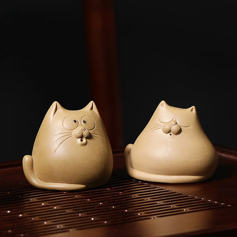 

Фиолетовый песок чай домашний Кот украшение чайный набор и чайный набор аксессуары китайская ручная работа мини чайный столик украшение