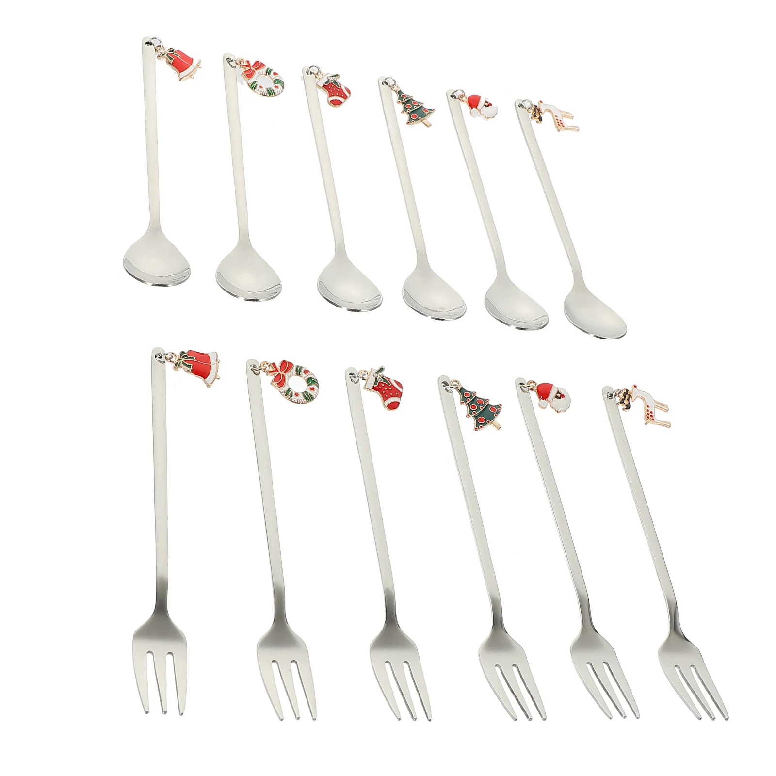 

Christmas Cutlery Set Forks Spoons Kit Style Scoop Ice Cream Party Tableware Silverware Coffee Eating