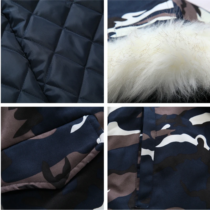 Brand New Camouflage Jackets Men Women Winter Snowcoat Fur Collar Military Parka Coat Couples Thick Cotton-padded Jacket