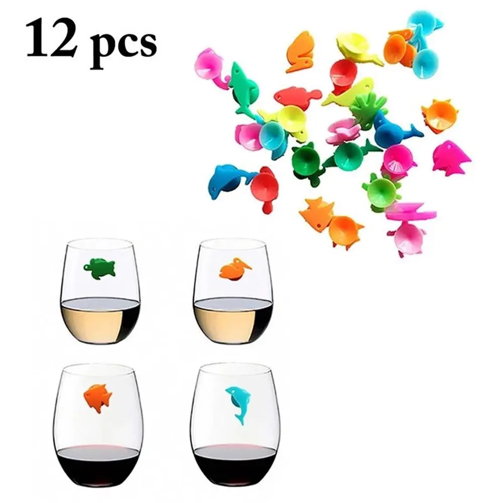 

Bar Accessories Charm Suction Wine Glass Wine Glass Marker Creative 12pcs/set Wine Glass Tag