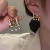fashion korea micro set zircon multi layer vertical bar geometric earrings temperament earrings party jewelry exquisite gifts