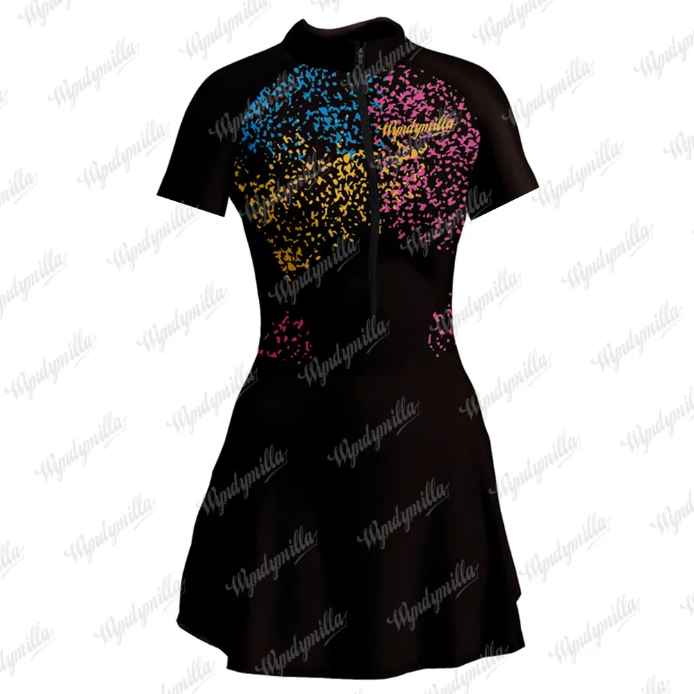 

Wyndymilla Cycling Jersey Skirt Female Triathlon Short Sleeve Skinsuit Ciclismo Bicycle Clothes Outdoor Fitness Run Vestidinho