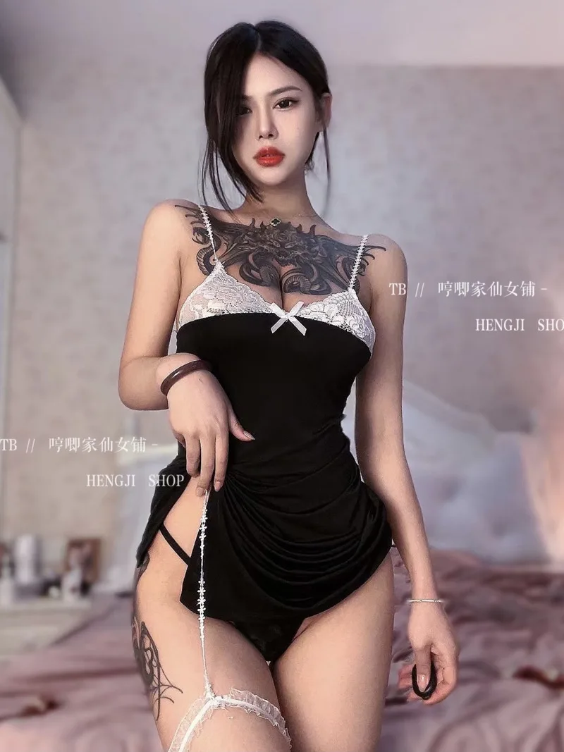 

Летнее тонкое женское сексуальное кружевное платье с разрезом, маленькое черное платье с бантом, модное приталенное мини-платье с запахом на бретелях, 1VTB