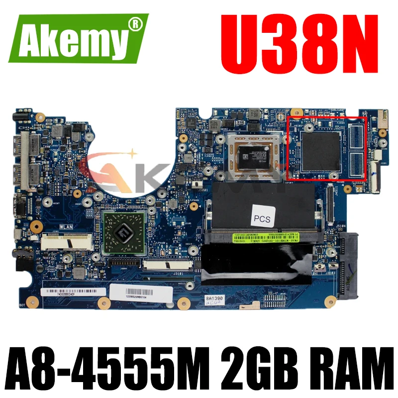 

U38N Motherboard A8-4555M Processor 2GB RAM For ASUS U38 U38N U38DT Ultrathin Book Laptop Notebook U38N Mainboard Test 100% ok