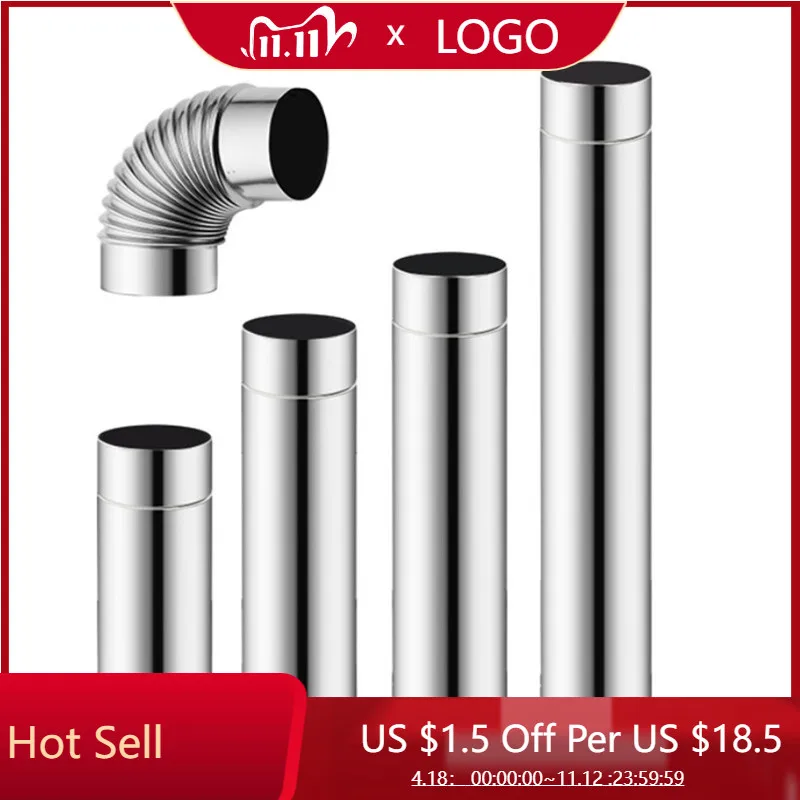 

Straight Stainless Steel Stove Pipe Elbow 90 Degree Silver Chimney Flue Gas Pipe Heater Exhaust Pipe 30/40cm 60/80mm