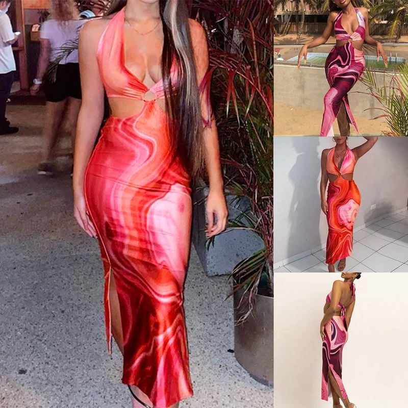 

Женское платье на завязках с открытой спиной и разрезом