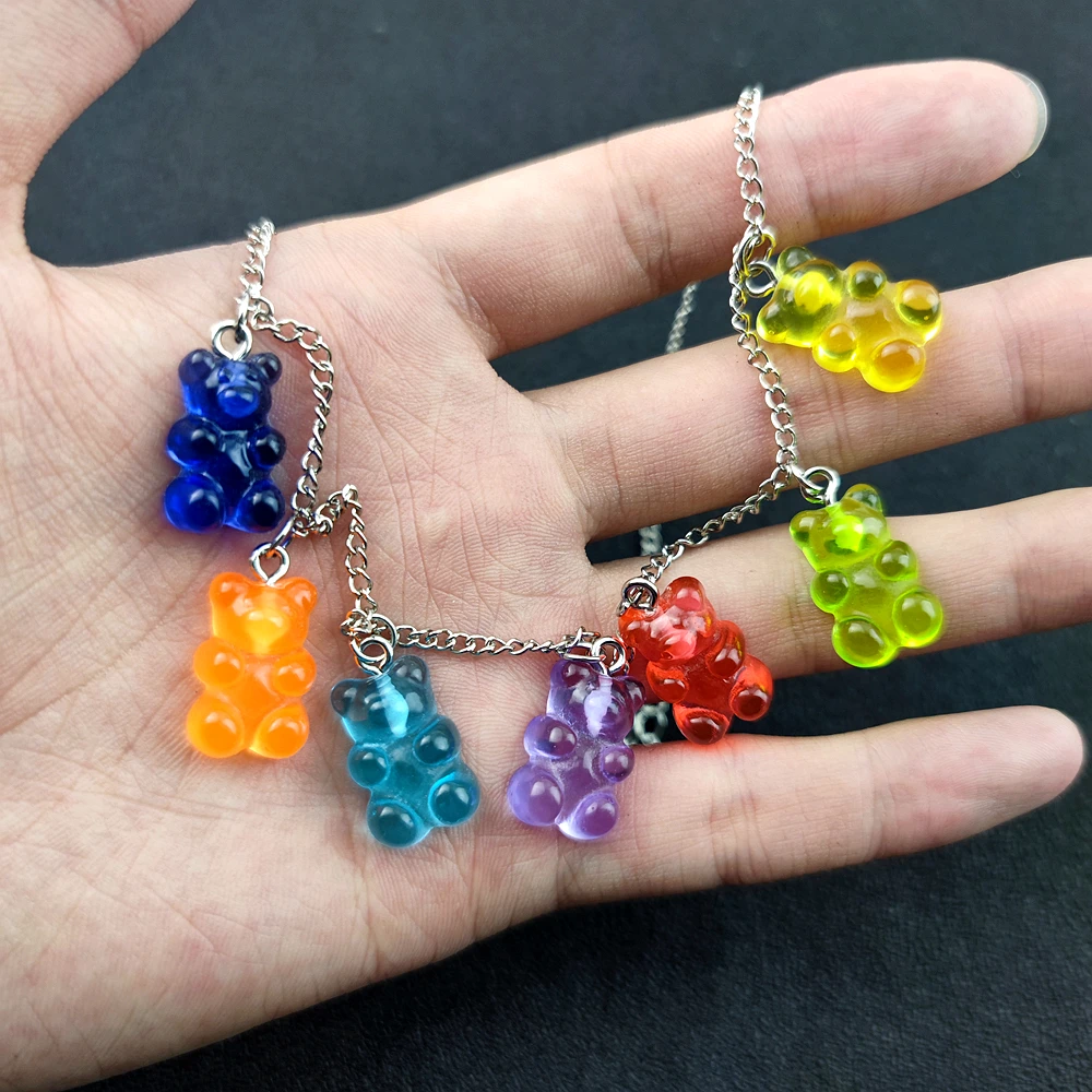 Ожерелье в форме медведя с разноцветной подвеской виде животных