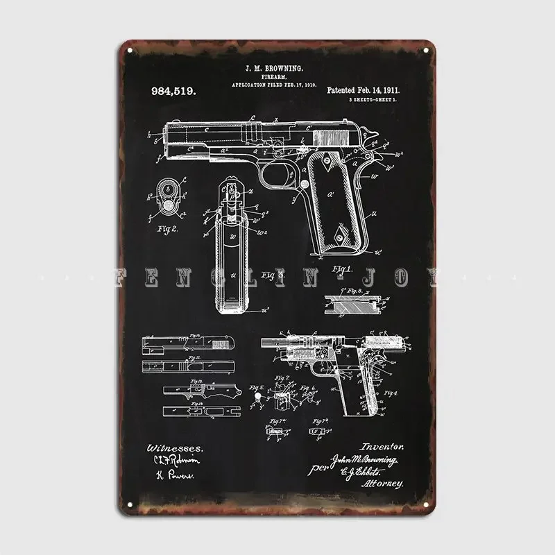 2 Colt 45 пистолет 1911 Па металлический знак настенная живопись роспись дизайн