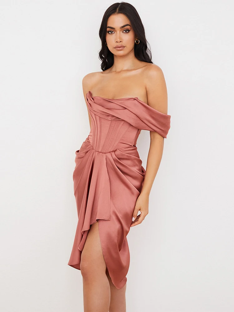 2023 летнее платье миди на одно плечо женское сексуальное Вечерние с открытыми