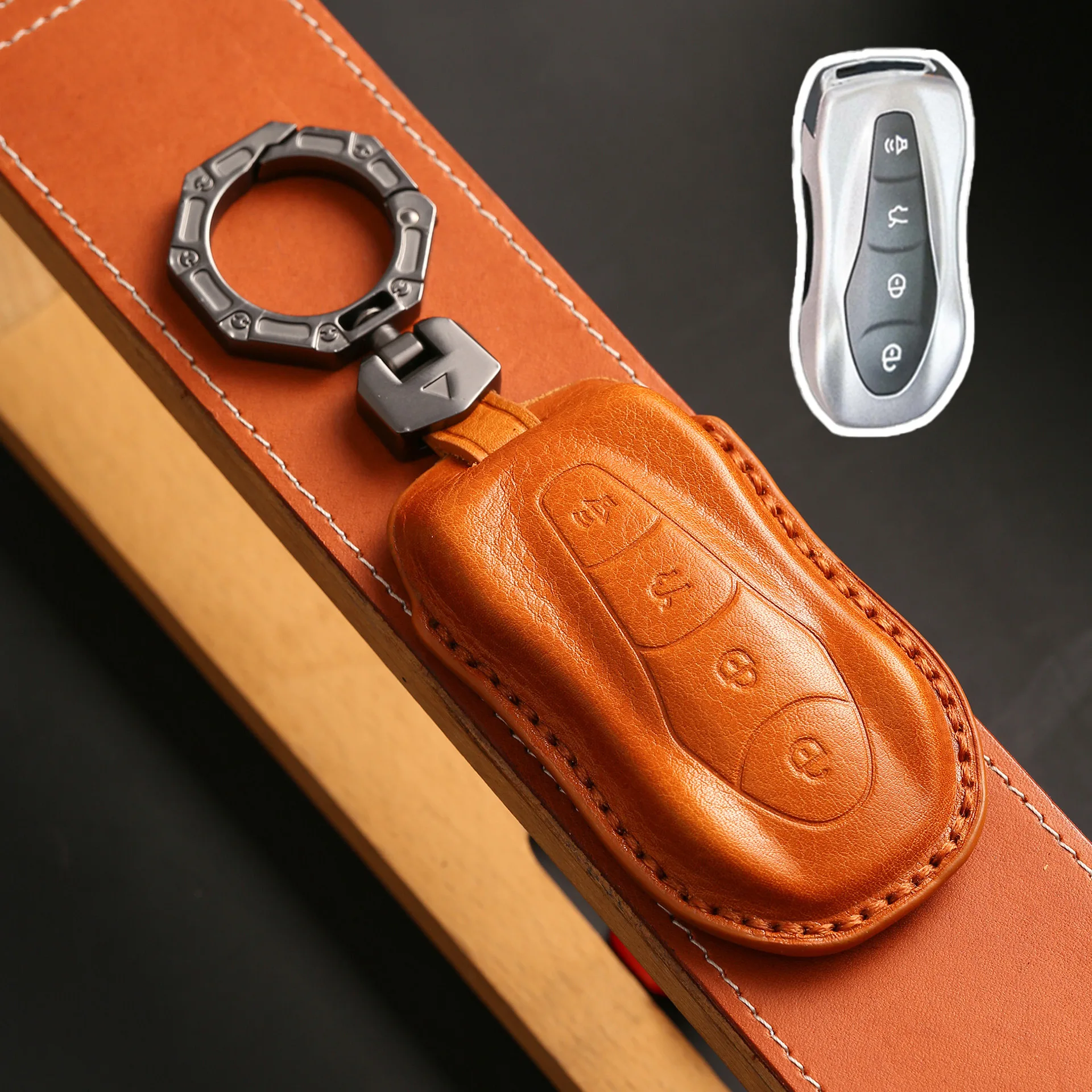 

Luxury Leather Car Key Case Cover Fob Shell for Geely Azkarra Tugella FY11 2019 2020 Atlas Pro New Emgrand GS X6 SUV EC7