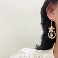 korean fashion crystal zircon flower pendant earrings bohemian essence no luxury opal earrings for girls birthday gift jewelry