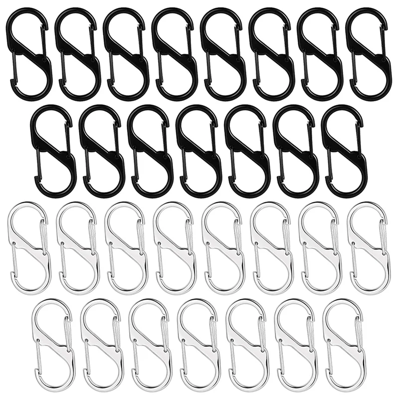

30PCS S-Shaped Carabiner,Small Ultra Lightweight Multi-Functional Keychain For Outdoor Camping Fishing Travel Climbing