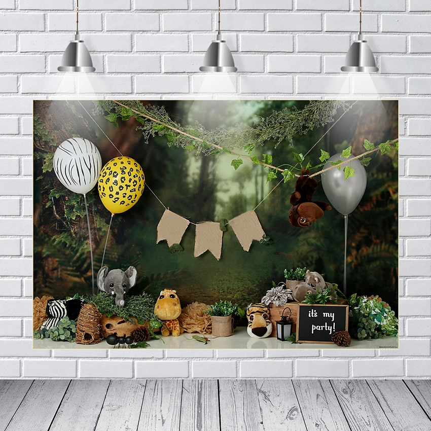 

Тропические джунгли лес дикие животные фотосессия Новорожденный ребенок первый день рождения Виниловый фон для фотосъемки