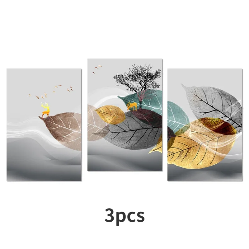 

Настенные картины DHROOM 3 шт. Абстрактные листья