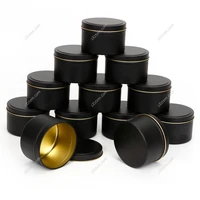 12pcs 8oz black metal tin with lids aluminum candle jar cream case empty candle container sealed sample storage box