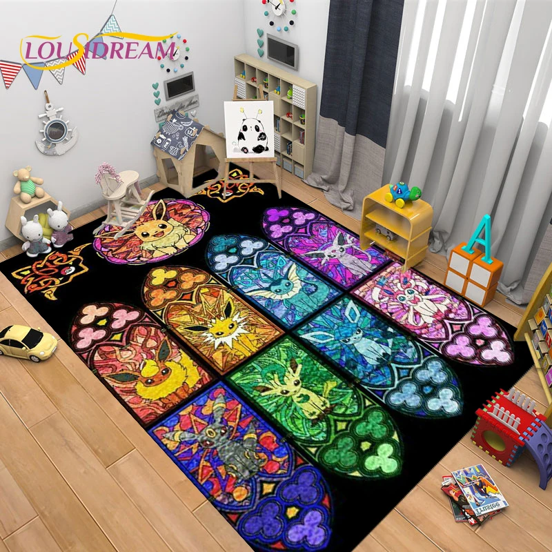 

New Cartoon Cute Pokemon Area Rug Large,Carpet Rug for Living Room Children's Room Decoration,Kids Play Crawl Non-Slip Floor Mat