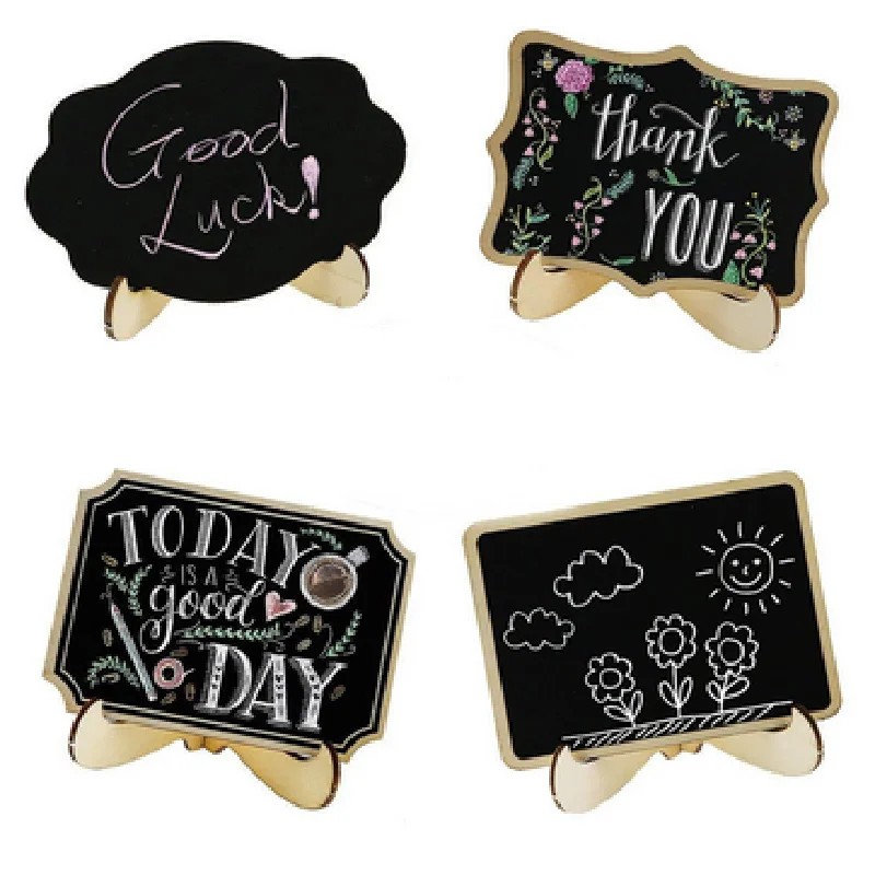 

New Mini Wooden Whiteboard Message Chalkboard Small Notice Blackboard Stand Home Decor Craft Message Board Ornaments