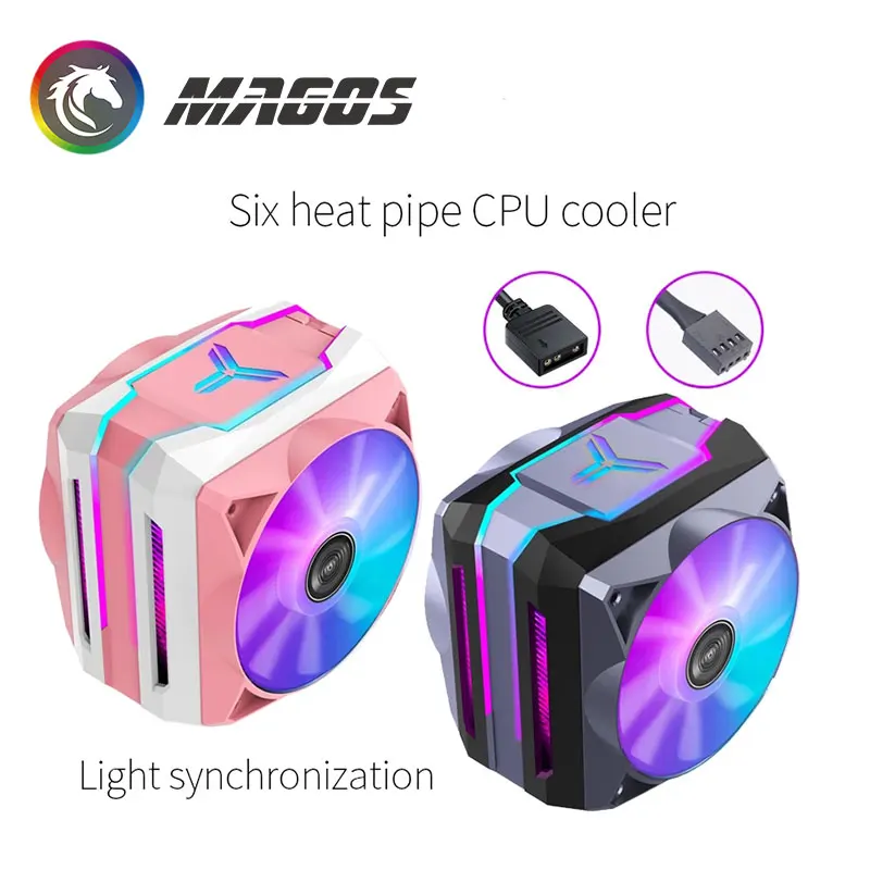 Tower CPU Cooler, CPU Fan Cooling, For Intel LGA 775/1150/1151/1155 AMD AM4/AM3+, 5V ARGB+4Pin PWM Silver/Pink