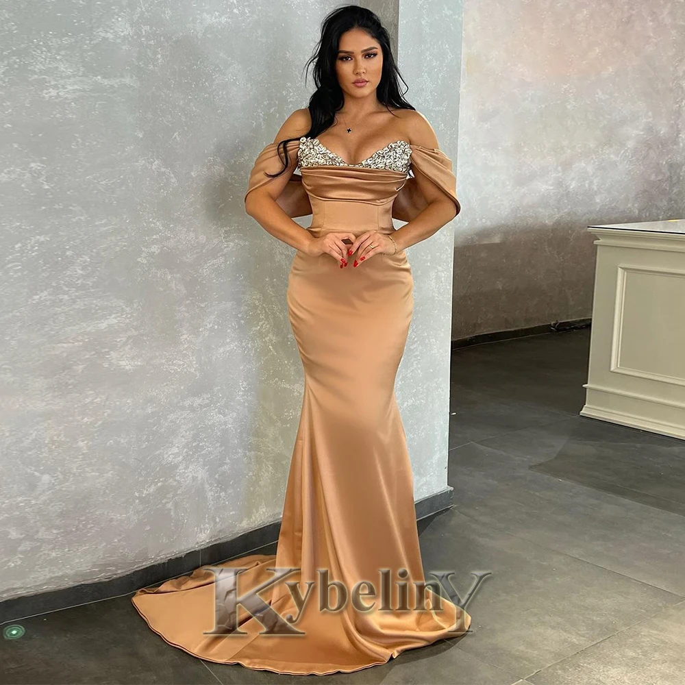 

Kybeliny Formal Rhinestones Evening Dresses For Woman 2024 Mermaid Off Shoulder Prom Gowns Vestidos Robes De Soirée Custom Made