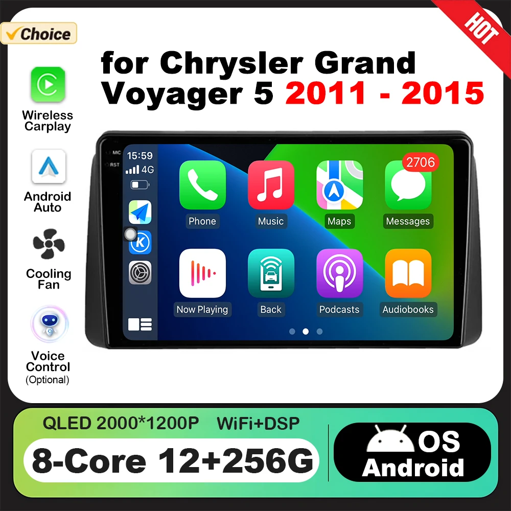 Автомобильный Мультимедийный Плеер Android 9 Для Chrysler Grand Voyager 2011-2015 GPS Navi Радио Видео