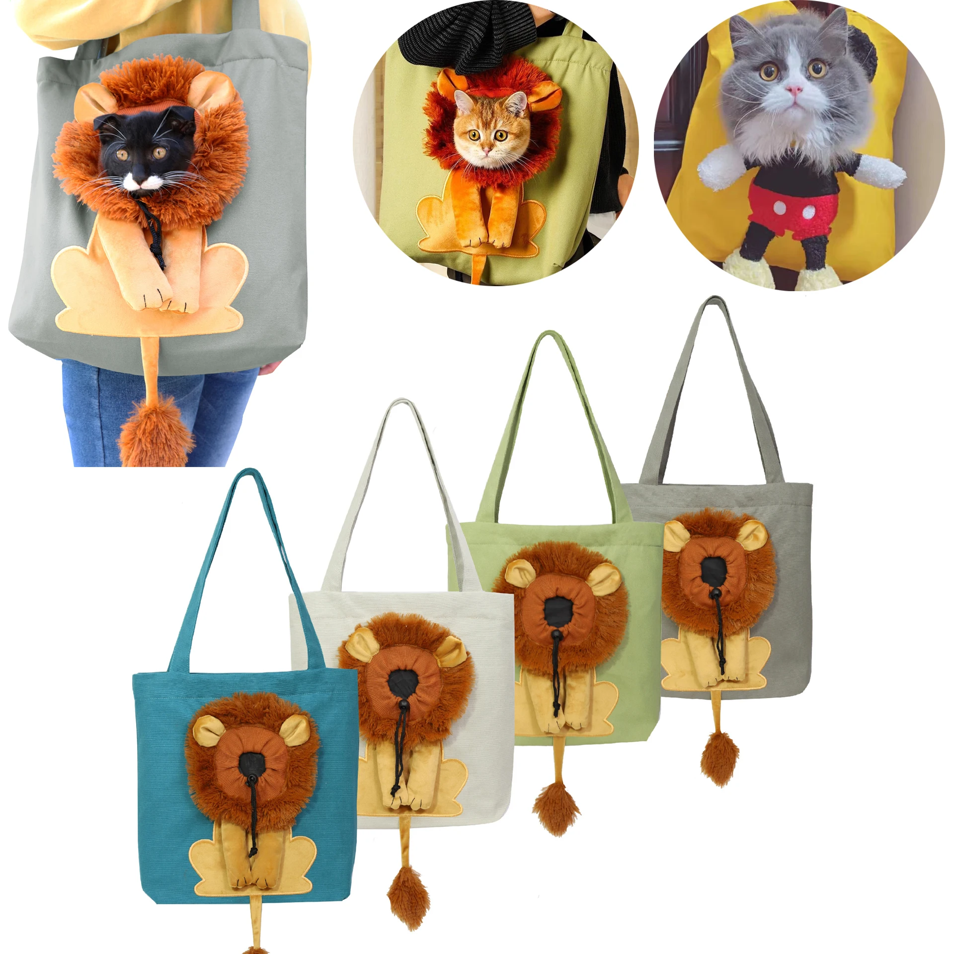 

Design Pet Bag Breathable Soft Carrier Pets Carriers Cat Portable Handbag With Safety Outgoing Bags Zippers Lion Dog Travel