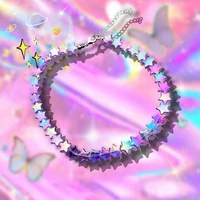 harajuku jewelry rainbow purple star choker cartoon kawaii aesthetic y2k necklace for women egirl fashion korea chains