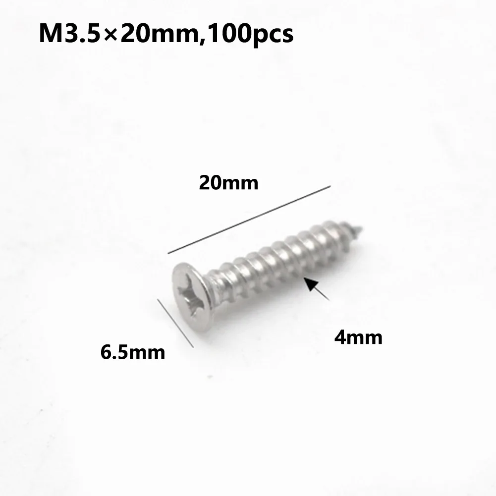 

100Pcs Stainless Steel Screws Self-tapping Screws Self-tapping Wood Panel Screws For Chemical Industry Mechanical Equipment