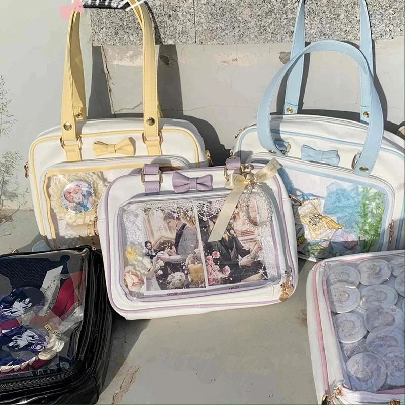 

Kawaii Lolita Gilrs Ita Bags Fashion 2023 New Design Patchwork Bow DIY Bolso Mujer JK Uniform Crossbody Shoulder Bags