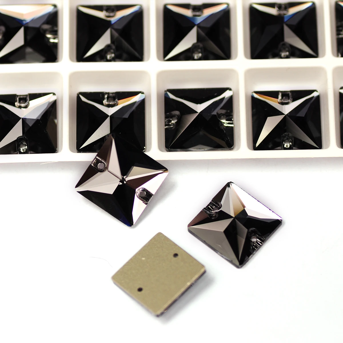 

Black Diamond Shiny Square Glass Strass Flatback Crystal Sew On Rhinestones Crafts Glitter Sewing Accessories Design Decorations