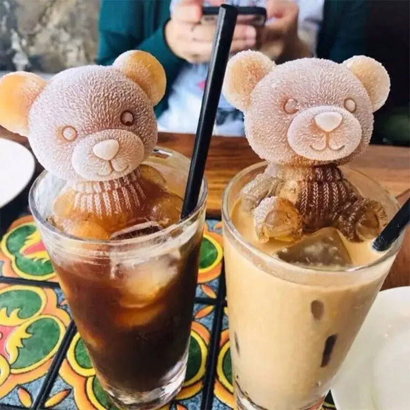 

Bear Ice Cube Molded Silicone Making Frozen Ice Cream Milk Tea and Coffee Creativity Ice Hockey Homemade Three-Dimensional