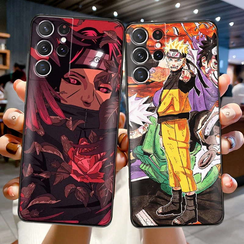 

Japan NARUTO Phone Case For Samsung Galaxy S22 S21 S20 Ultra FE 5G S22 S10 10E S9 Plus Coque Black Funda Silicone Cover