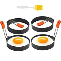 egg rings for cooking round egg mold with oil brush round egg cooker rings egg shaper for frying cooking eggs sandwiches burger