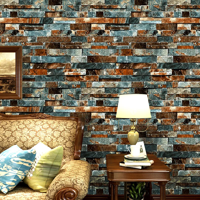 

Imitation marble brick wallpaper clothing store restaurant bar Cafe retro culture brick wall wallpaper wholesale