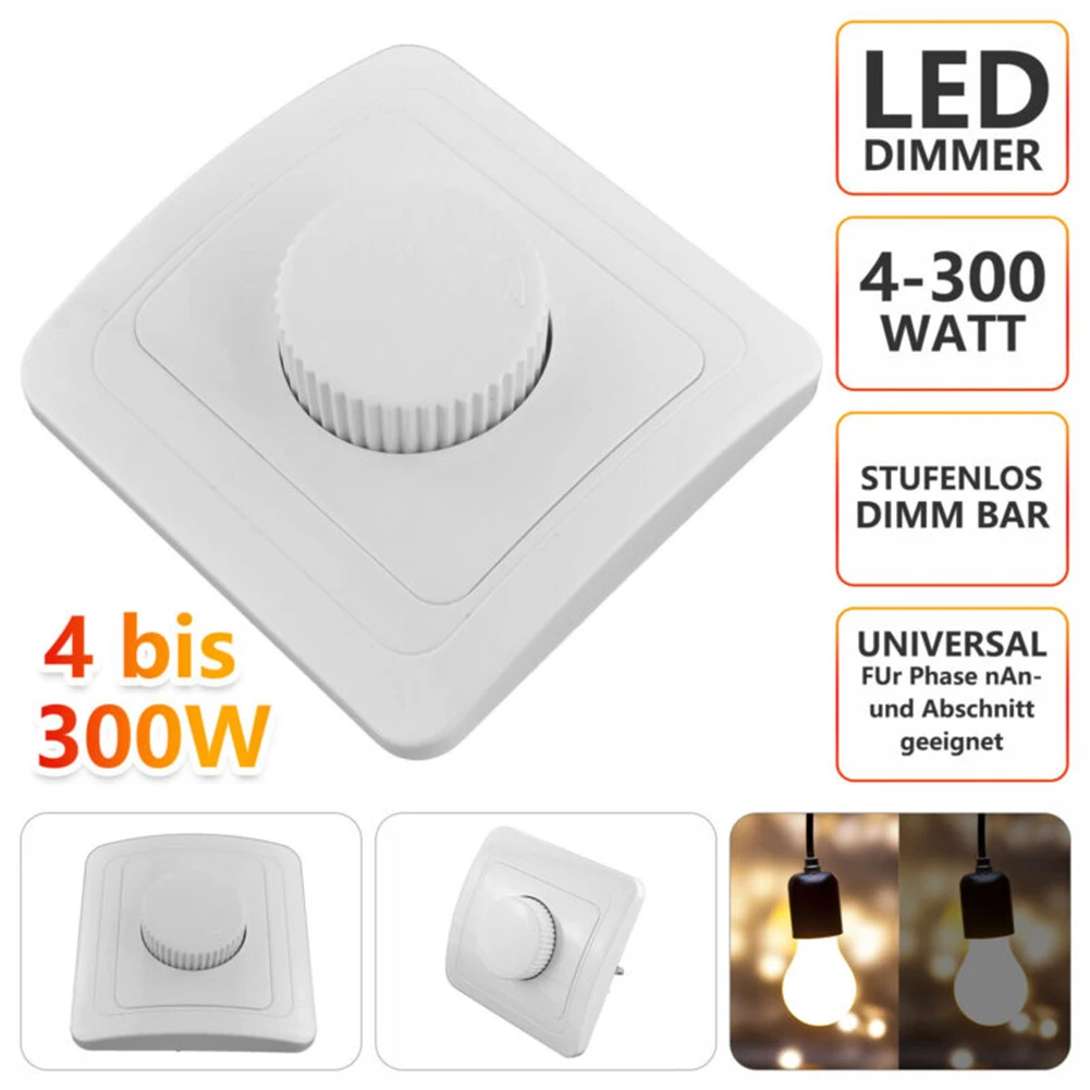 

LED Dimmer Rotary Dimmer Switch 230V 4 To 300W For Flush-Mounted Dimmable Lamps AC 200V - 250V Lighting Parts Accessories